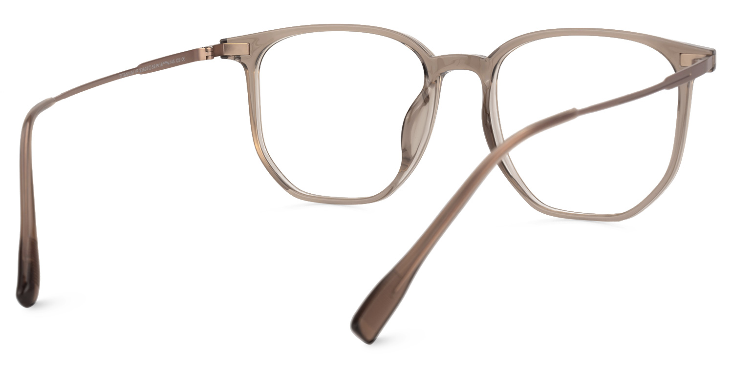 Bianca Mixed-Materials Geometric Brown Frame Glasses | ZEELOOL UK3