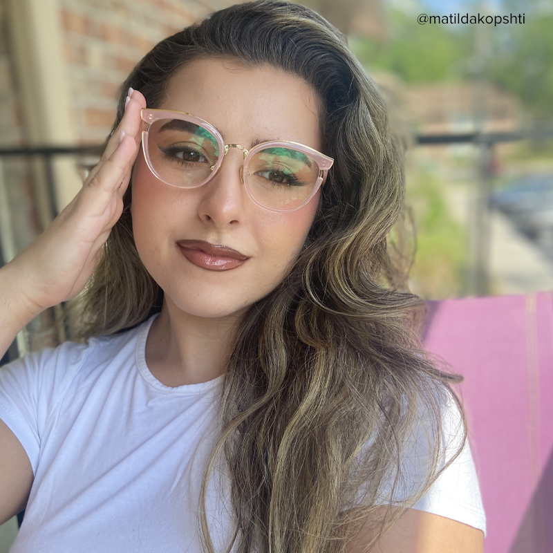Eleanore Cat Eye Pink Frame Glasses | ZEELOOL UK12