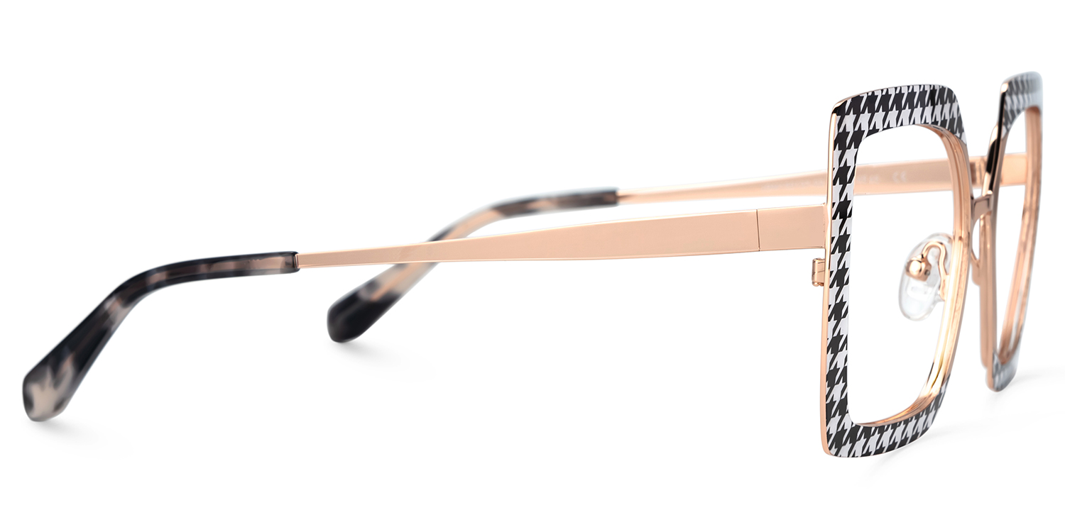 Women Square Sharron Houndstooth Glasses | ZEELOOL UK2