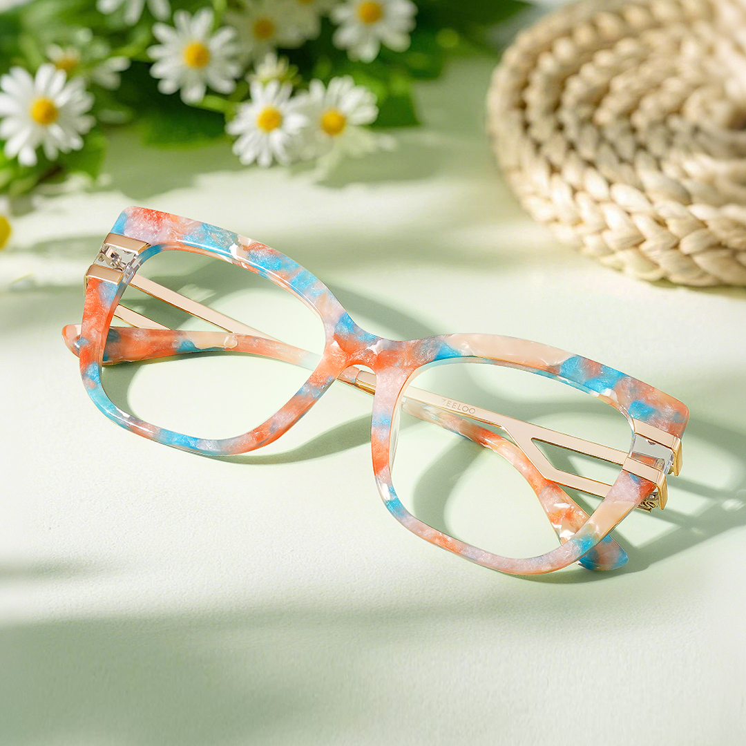 Kieran Eyeglasses in Rectangle Multicolor Frame | ZEELOOL UK8