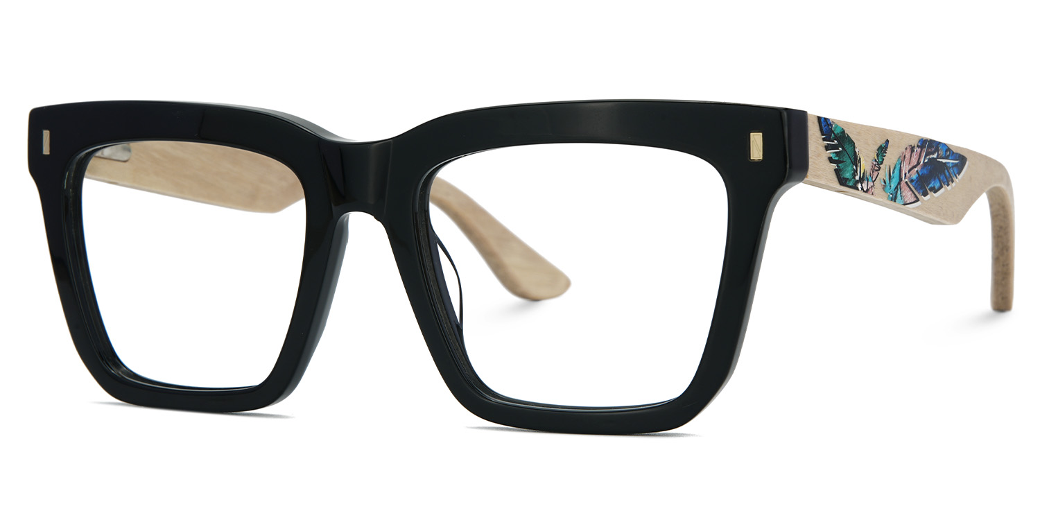 Rectangle Vintage Glasses With Wood Temples3