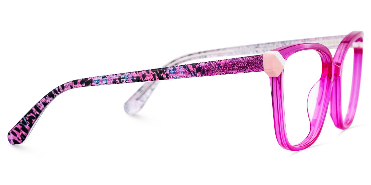 Thin Neon Pink Glasses Frame with a Square Shape5