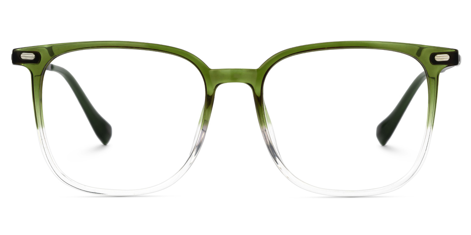 Mullen Square Thin Green-Clear Gradient Frame Glasses0