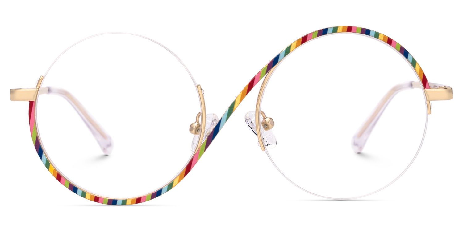 Flozif Round Rainbow Glasses in Semi-Rim  | ZEELOOL UK0