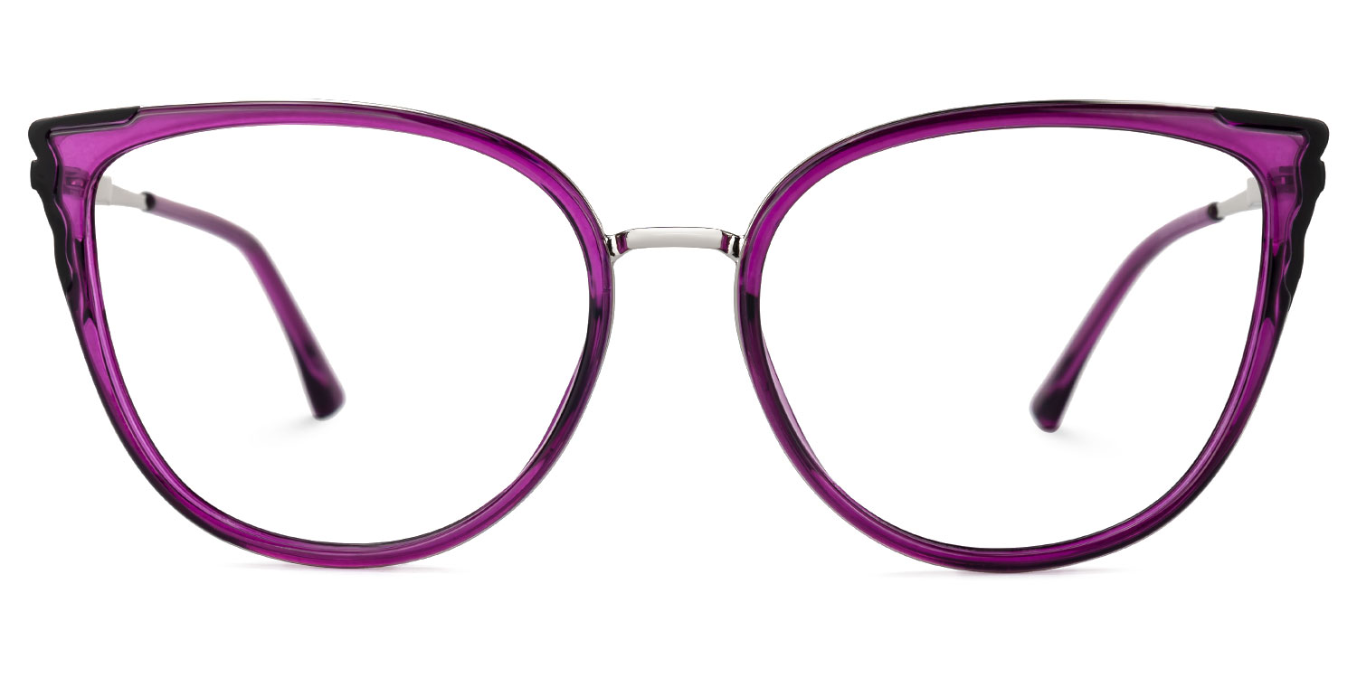 Estrada Cateye Purple Eyeglasses with Mixed Materials -Zeelool0