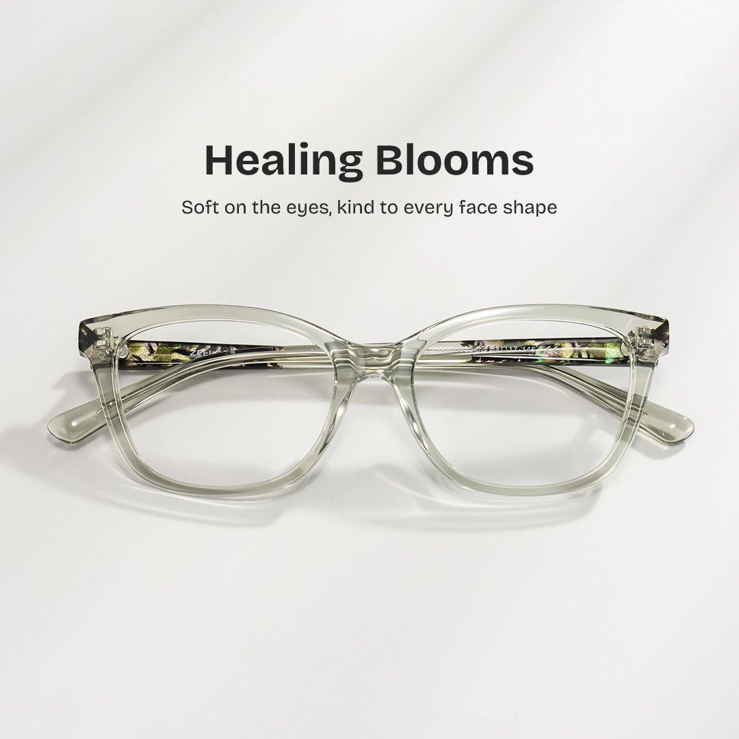 Cassia Clear Green Rectangle Acetate Glasses Frames | ZEELOOL0