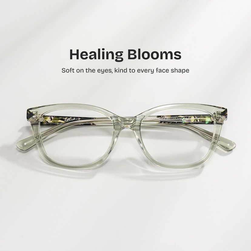 Cassia Green Rectangle Glasses