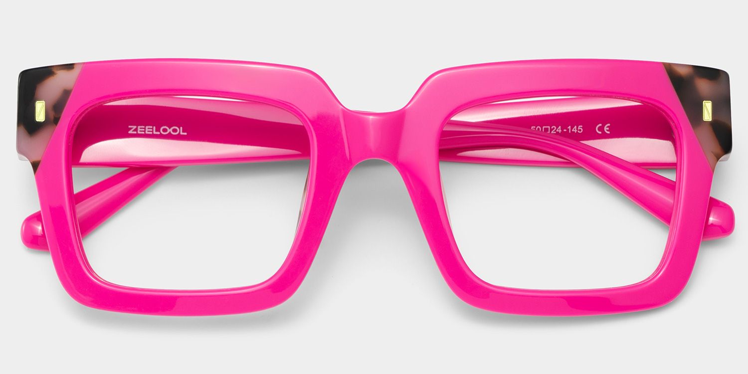 Square Pink Tortoise Eyeglasses- Sarah Acetate Frame Glasses1