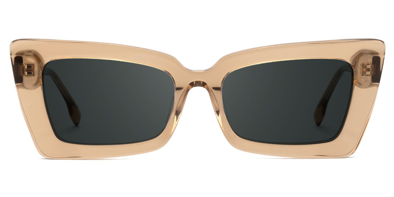 Newell Rectangle Translucent Brown Frame Sunglasses | ZEELOOL UK0