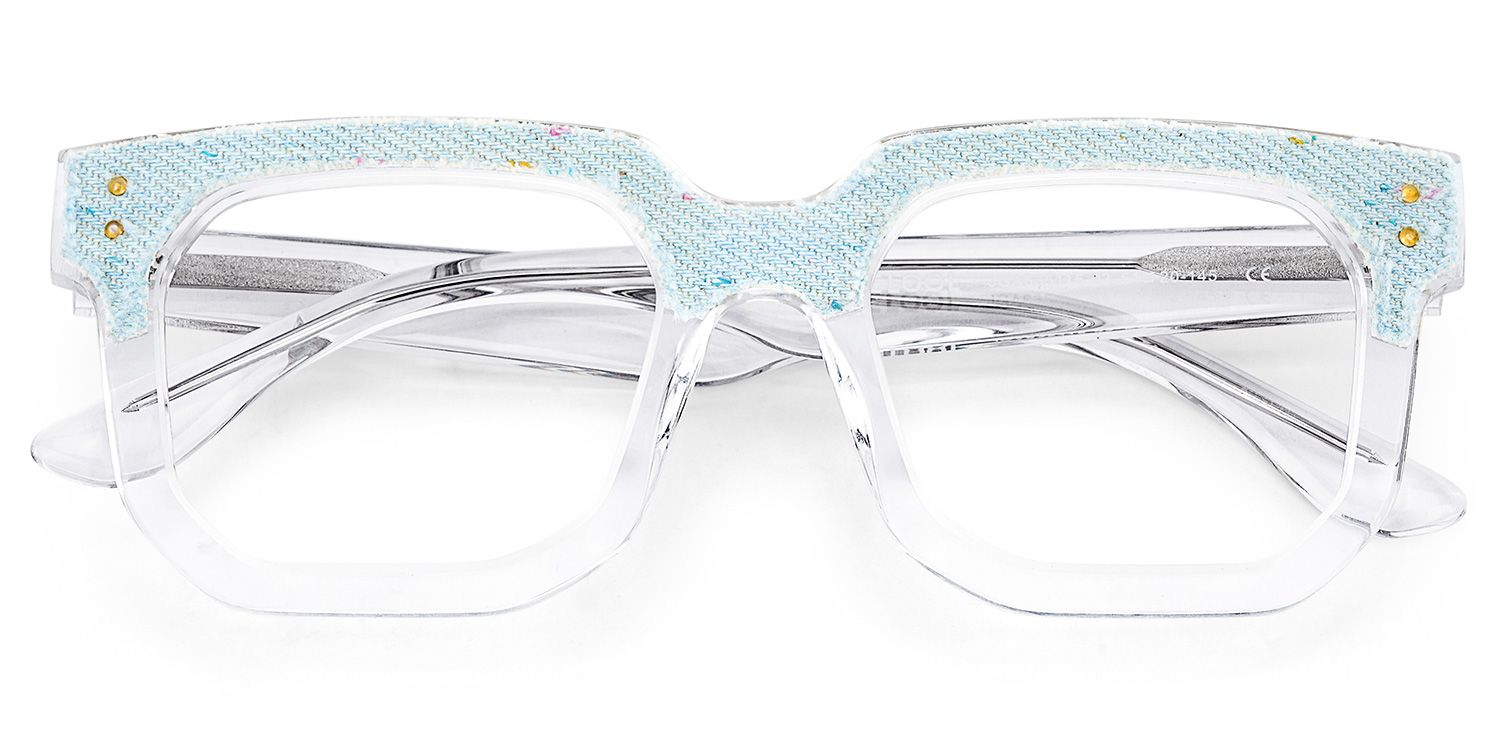 Men's Clear Glasses With Light Blue Denim Decorated2