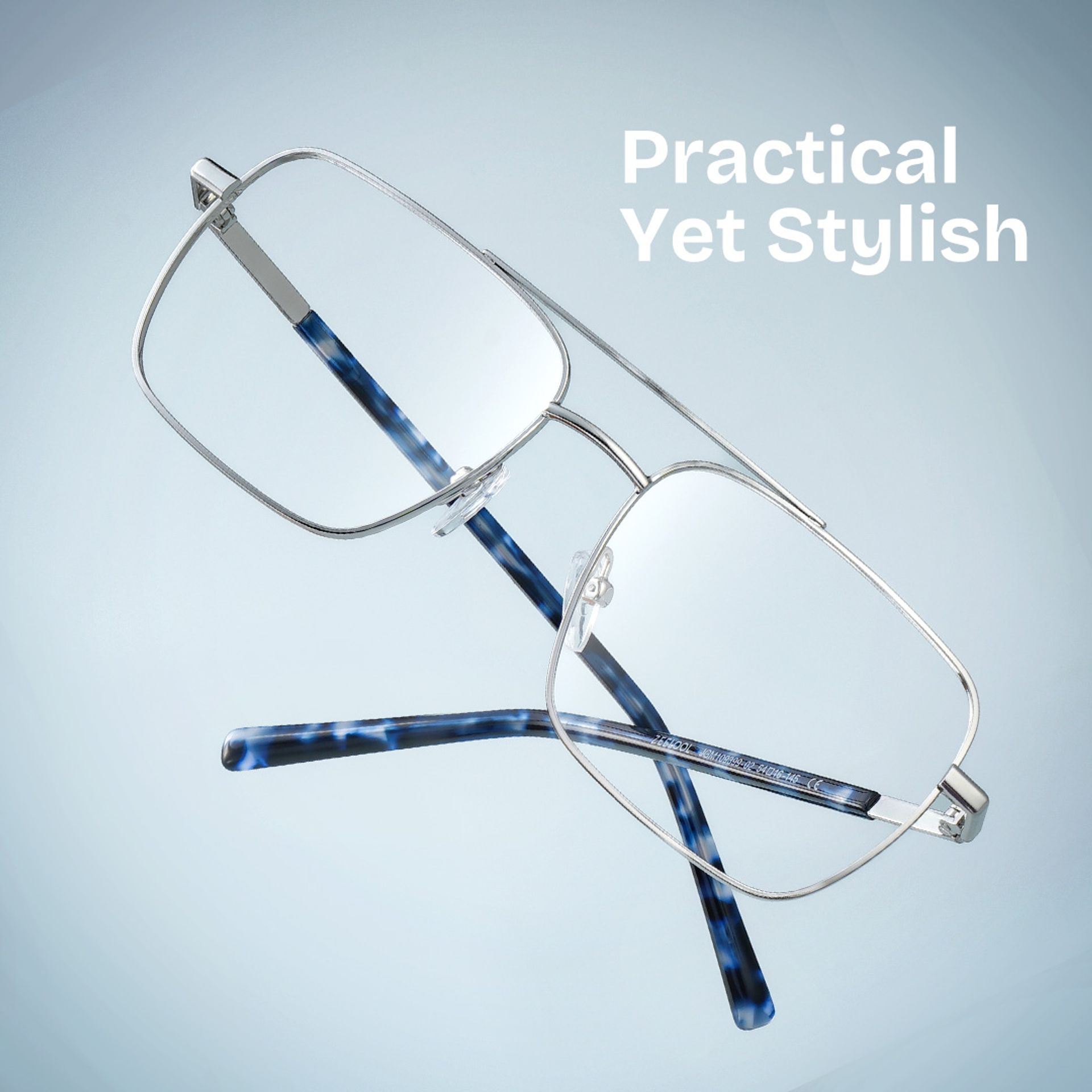 Iris Silver Frame Glasses with Aviator Frame Online | ZEELOOL UK1