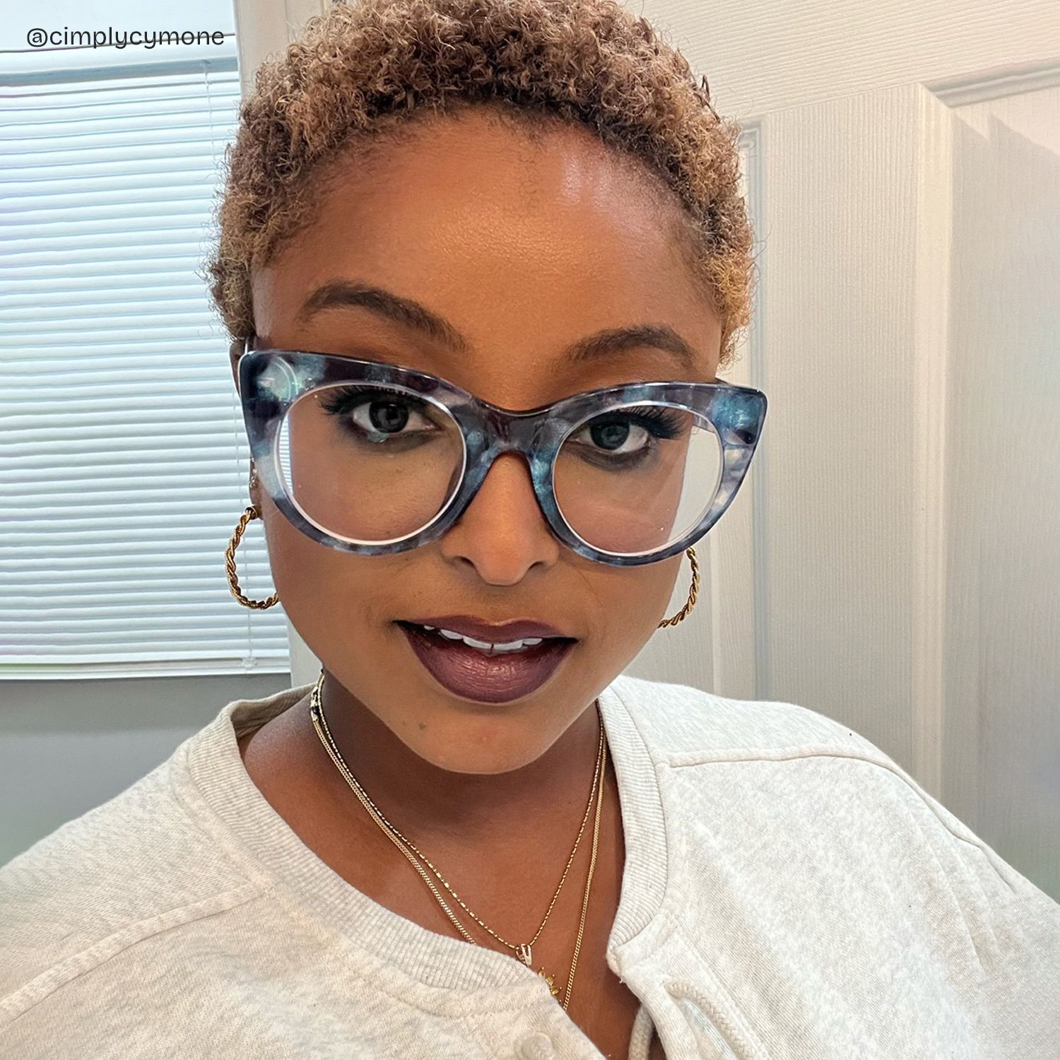 Starry Cateye Blue Frame Glasses | Zeelool Optical10