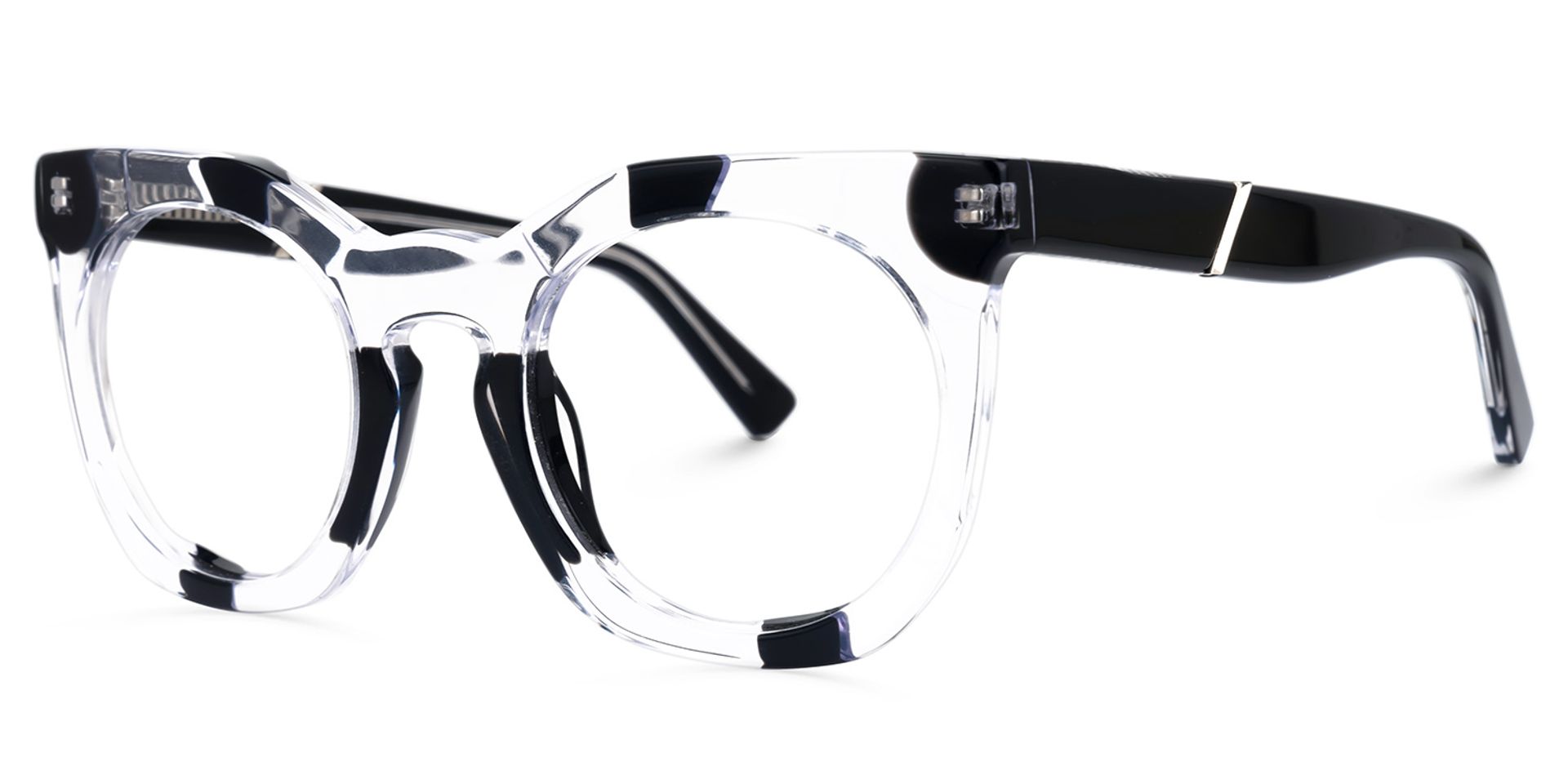 Leisa Round Black-Clear Glasses1