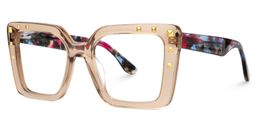 Jeanell Square Beige Glasses1
