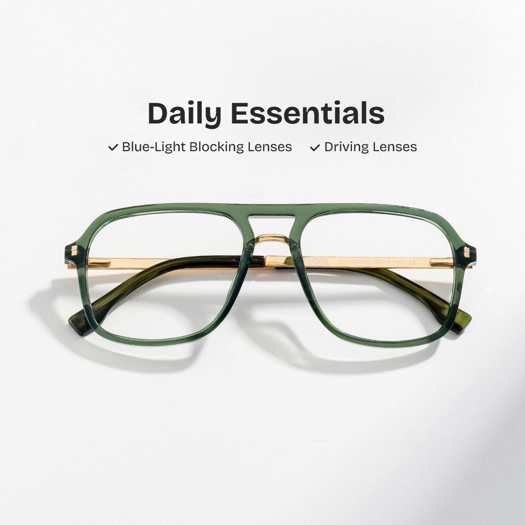 Aviator Kilworth Green Glasses deals -Zeelool Glasses2