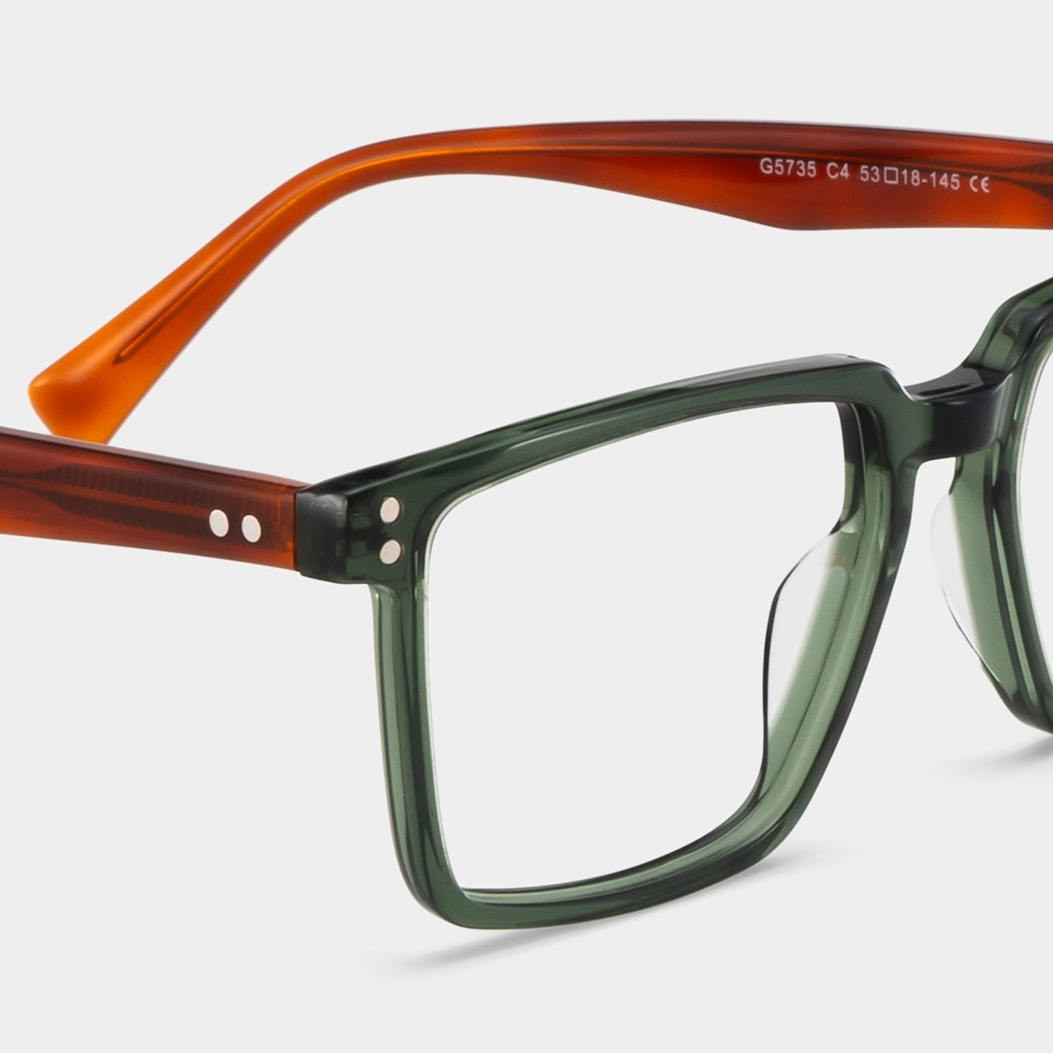 Griffin Green Brown Frame Glasses with Rectangle Frame Online | ZEELOOL UK4