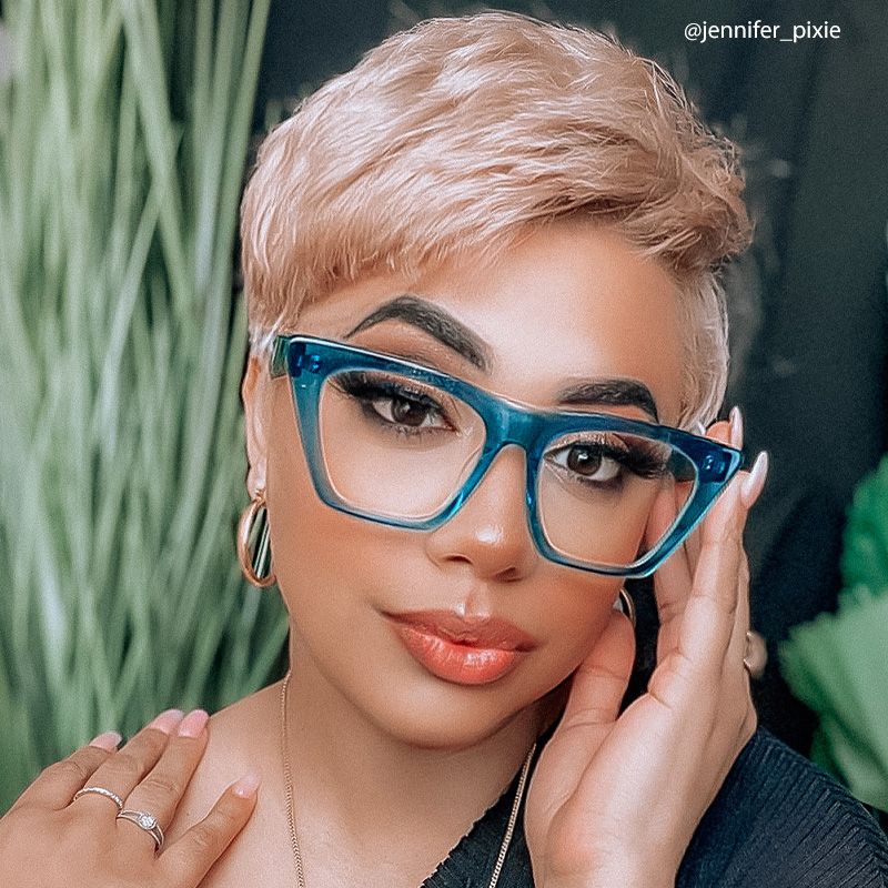 Cecile Cat Eye Blue Glasses | ZEELOOL UK5