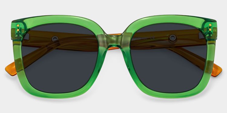 Ebony Square Green Glasses
