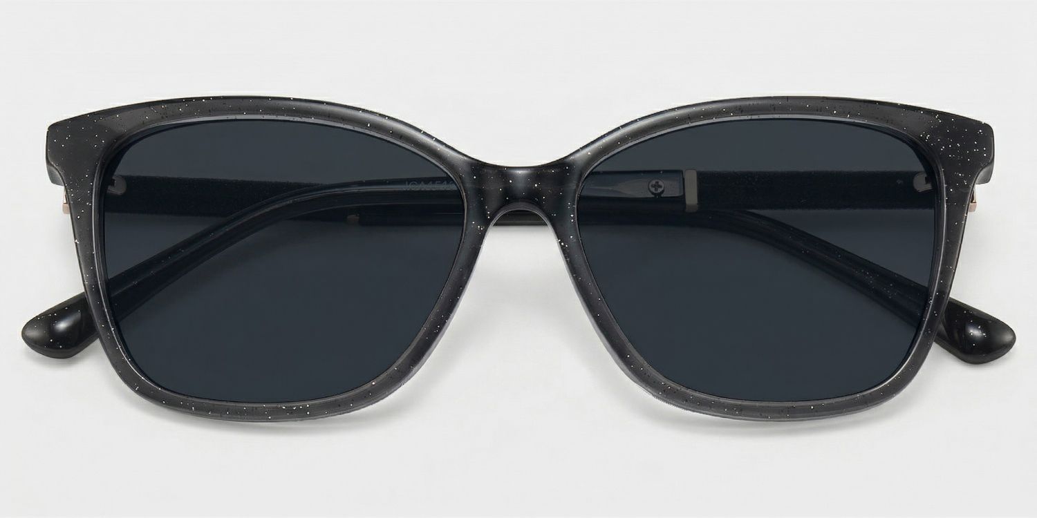 Finnian Square Black Glitter Glasses Frames for Women | ZEELOOL1