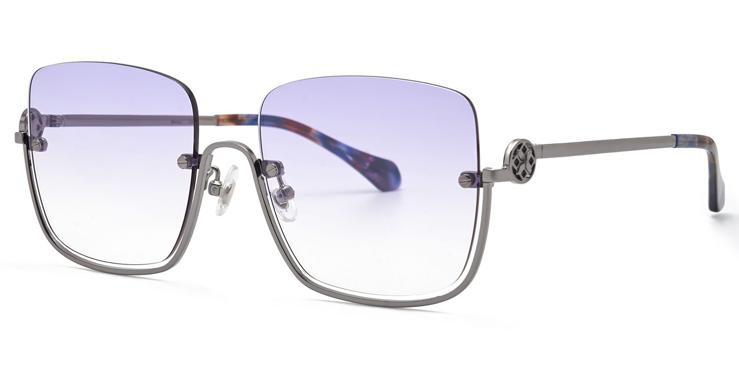 Charie Light Purple Frame Sunglasses with Rectangle Style | ZEELOOL UK1