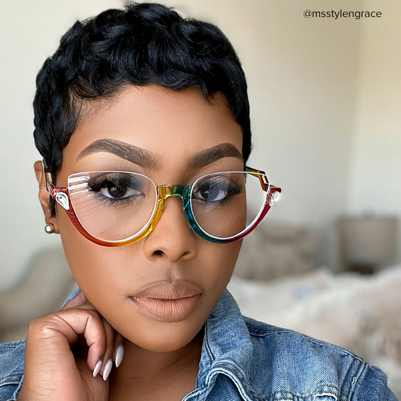 Felicia Cat-eye Crystal Multicolor Half Frame Glasses4