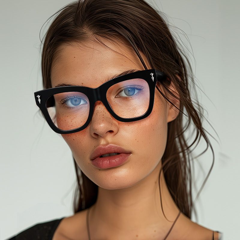 Grabar Black Square Frames Glasses for Women | ZEELOOL UK4