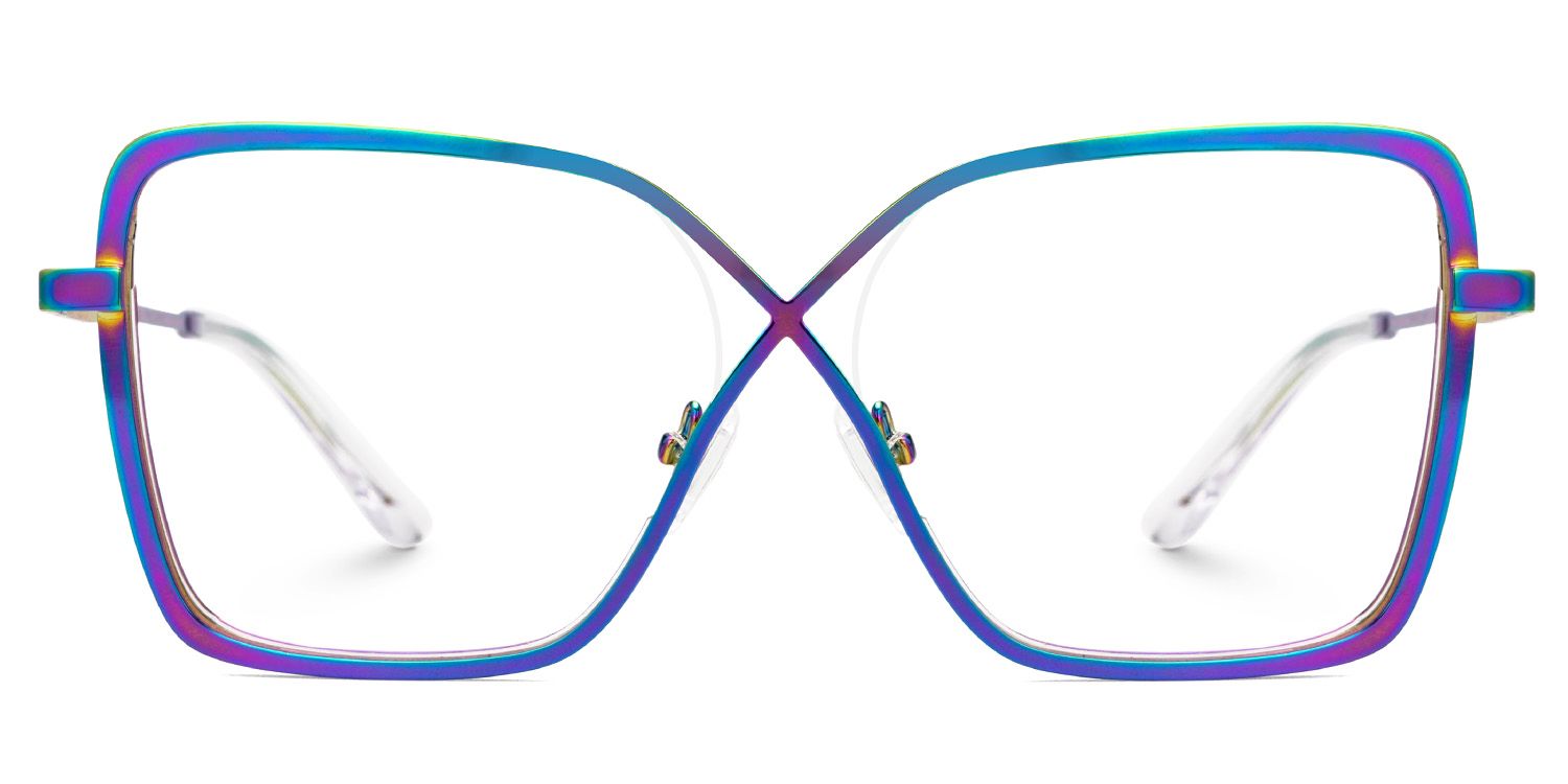 Racquel Iridescent Glasses Frames in Square Semi-Rimless  | ZEELOOL UK0