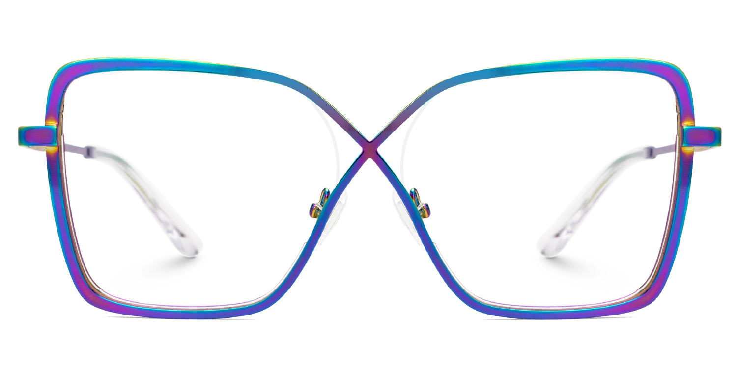 Racquel Iridescent Glasses Frames in Square Semi-Rimless  | ZEELOOL UK0