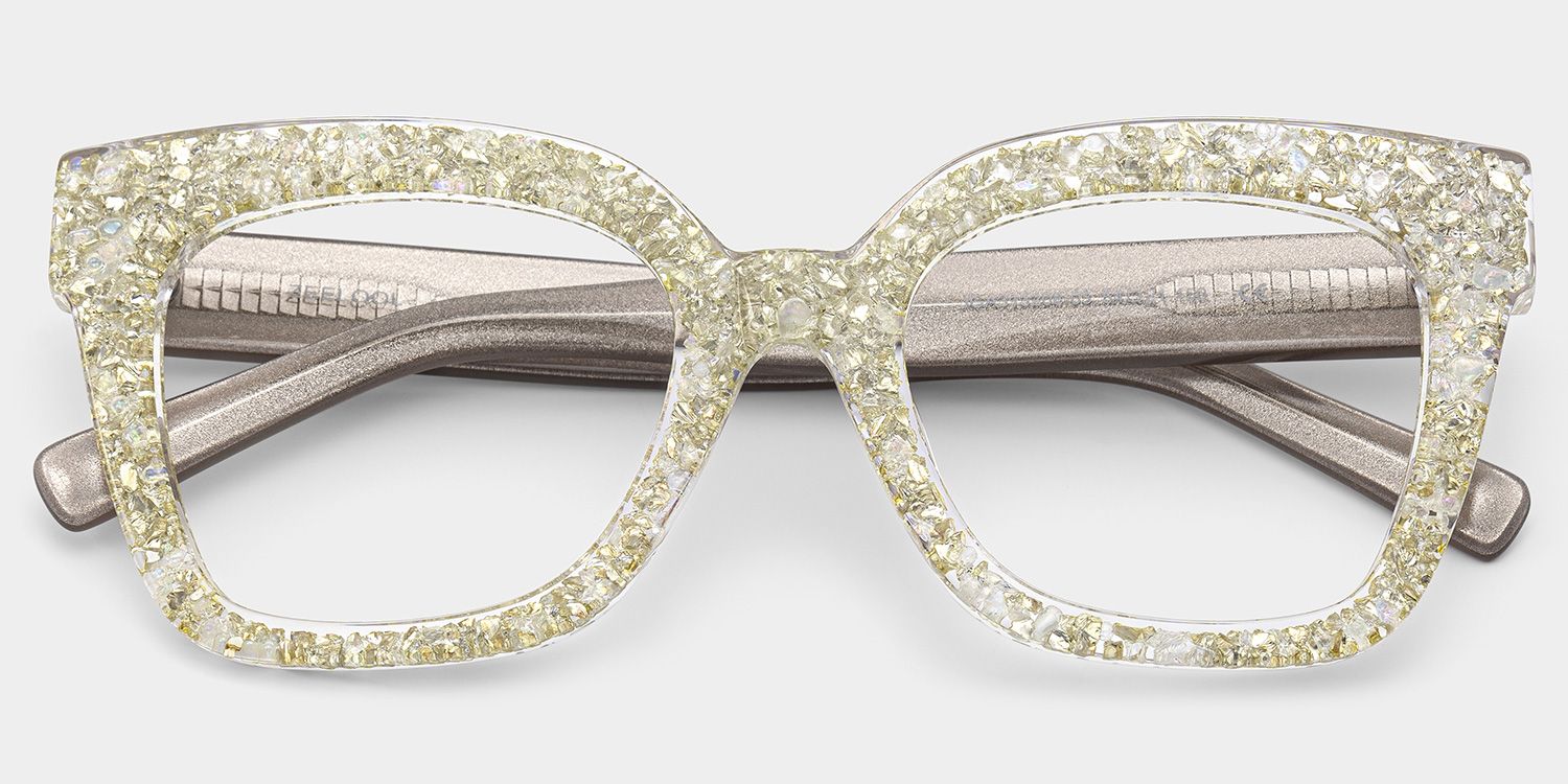 Renata Square Silver Rhinestone Covered Glasses | ZEELOOL2