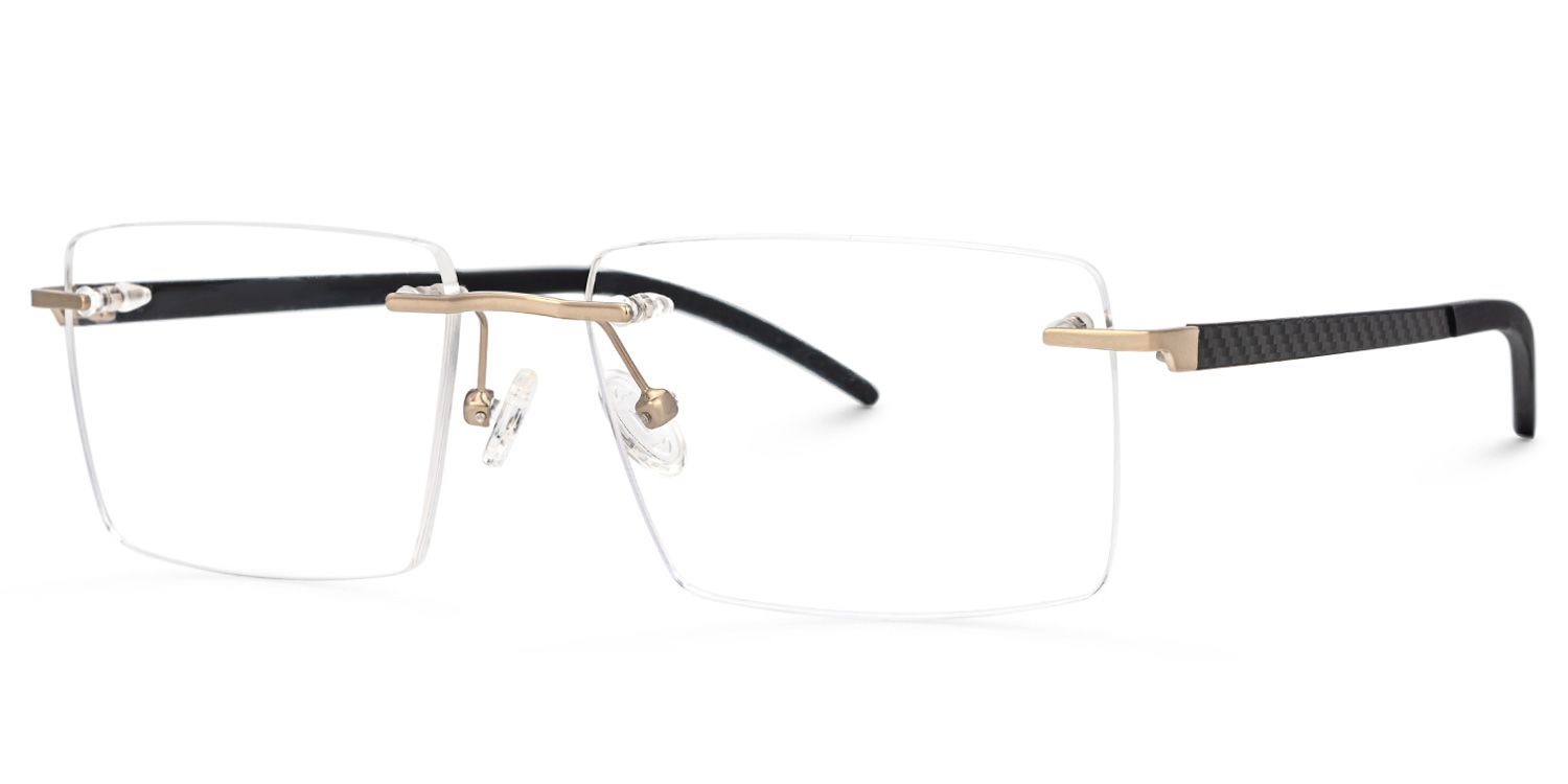 Halstead Rectangle Black Rimless Glasses | ZEELOOL UK1
