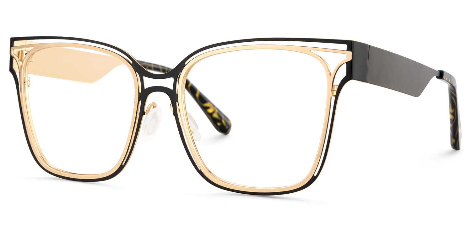 Dacarine Square Black Gold Glasses3
