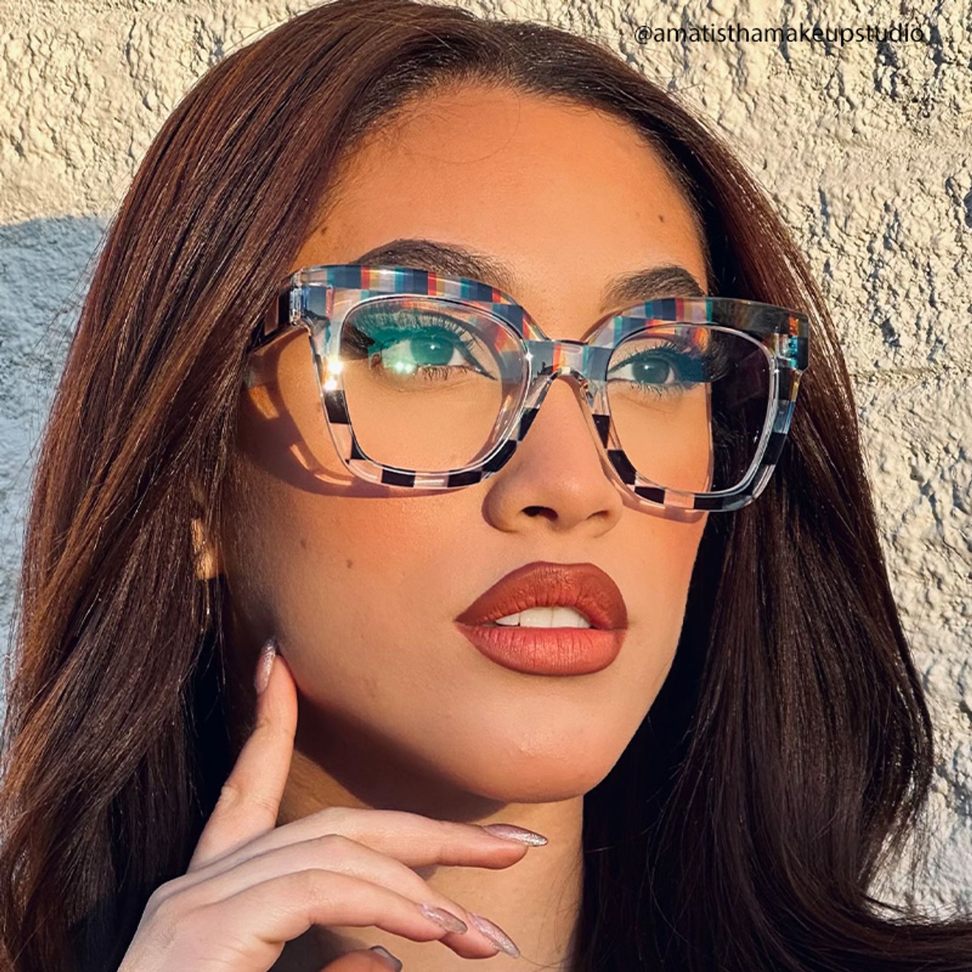 Geek Chic Malcolm Checkered Square Frame Glasses4