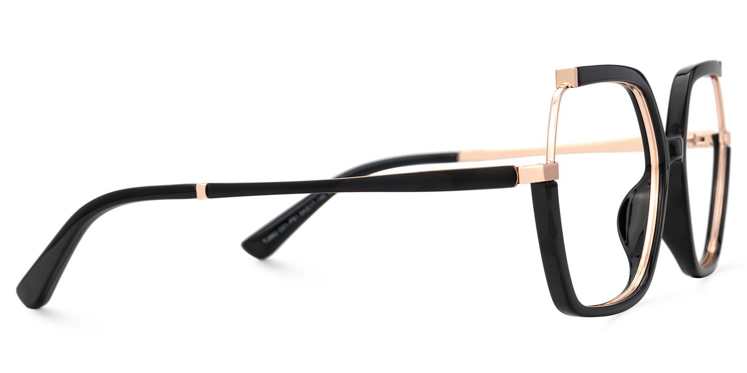Alexia Mixed-Materials Square Black Frame Glasses | ZEELOOL UK2