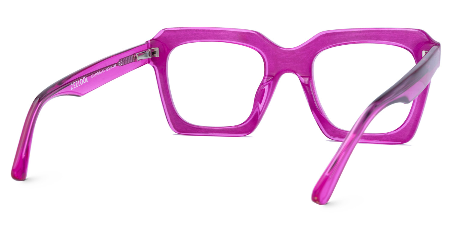 Ladies' Square Glasses With Shinny Rose Red Leather3