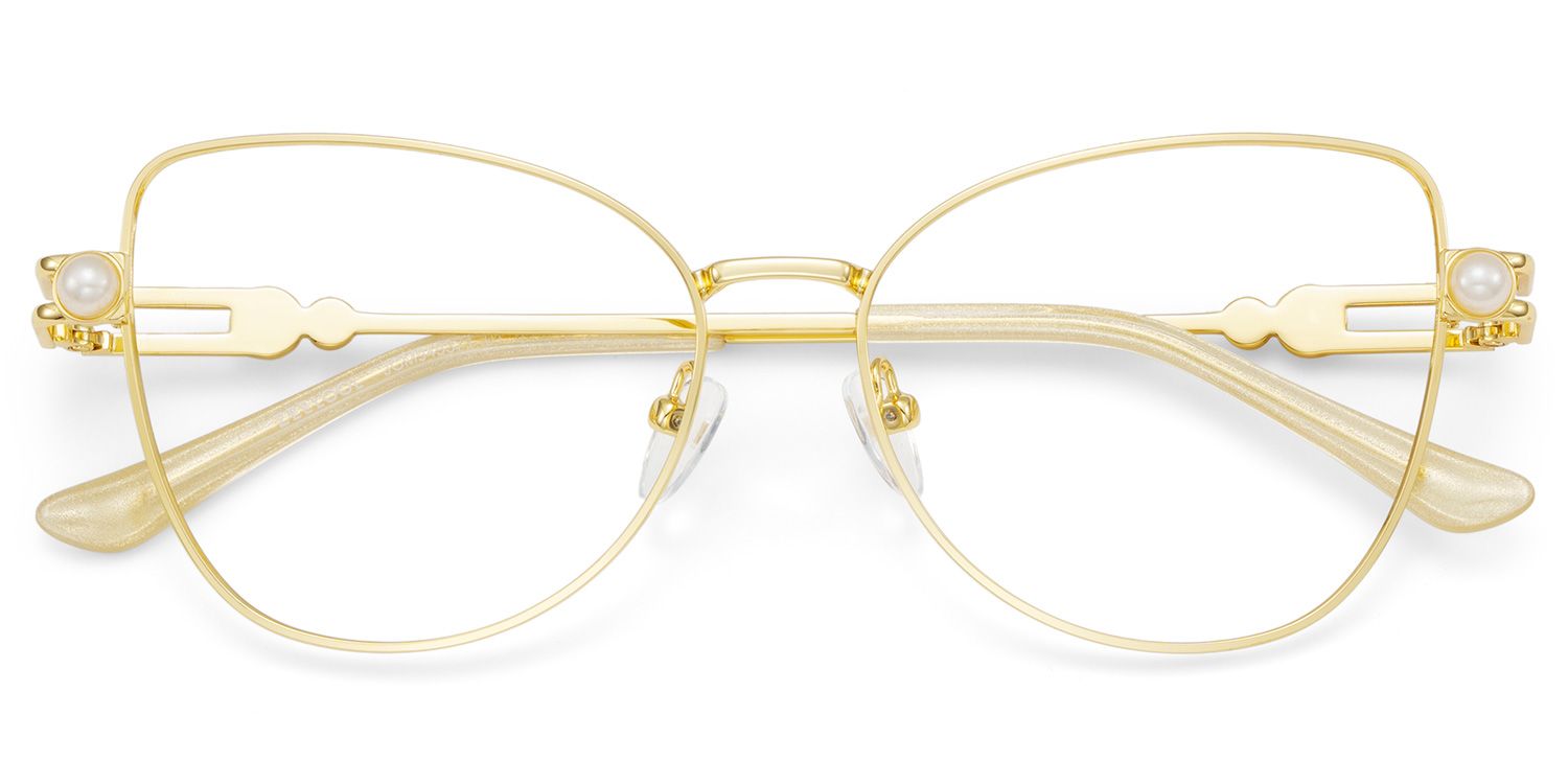 Gaga Eyeglasses in Cat Eye Gold Frame | ZEELOOL UK3