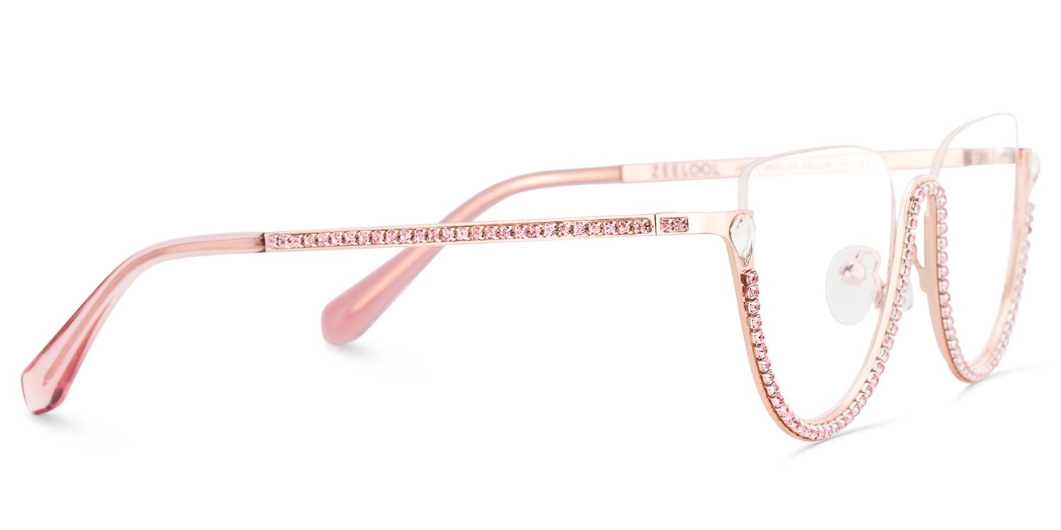 Half Frame Cat Eye Glasses With Shiny Pink Diamonds5