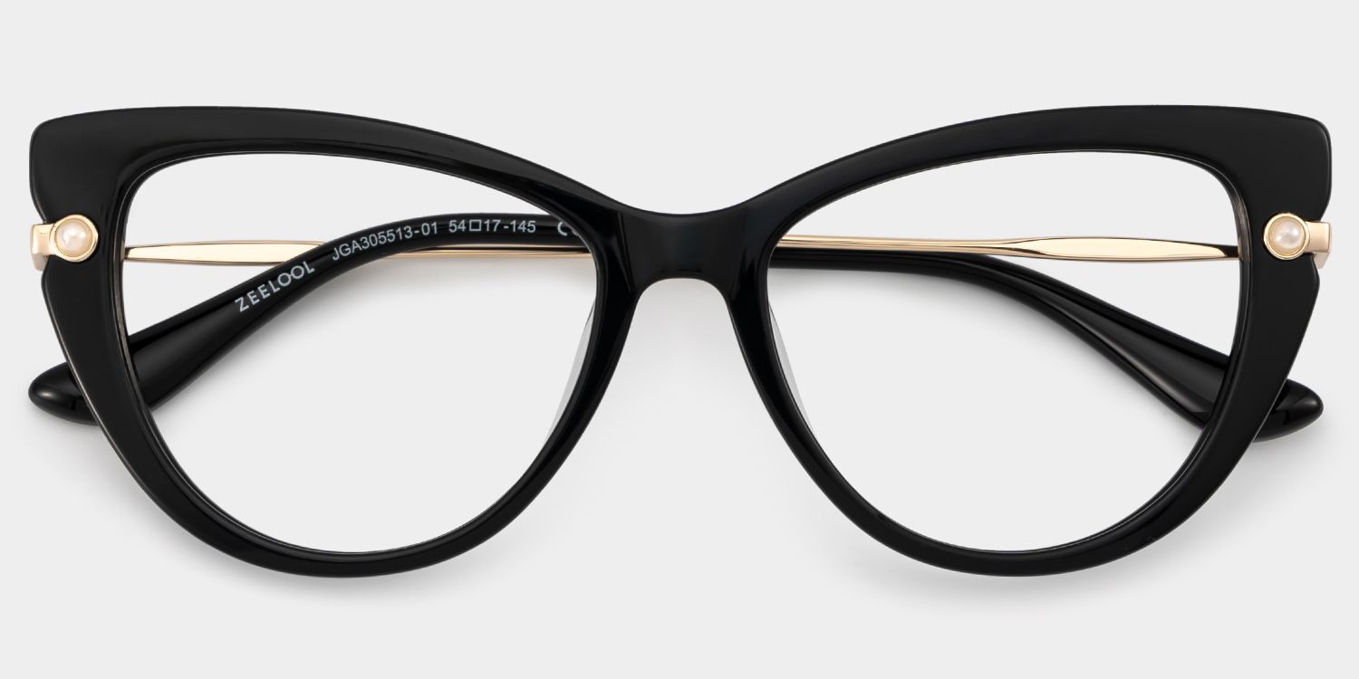 Cat eye Black Eyeglasses- Maggie Mixed Frame Glasses1