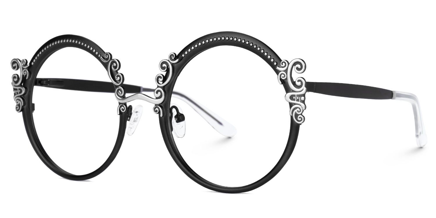 Nelida Designer Black Round Frame Glasses | ZEELOOL UK1