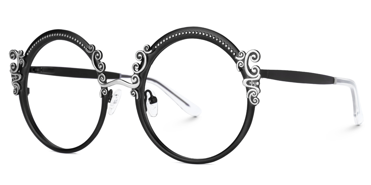 Nelida Designer Black Round Frame Glasses | ZEELOOL UK1