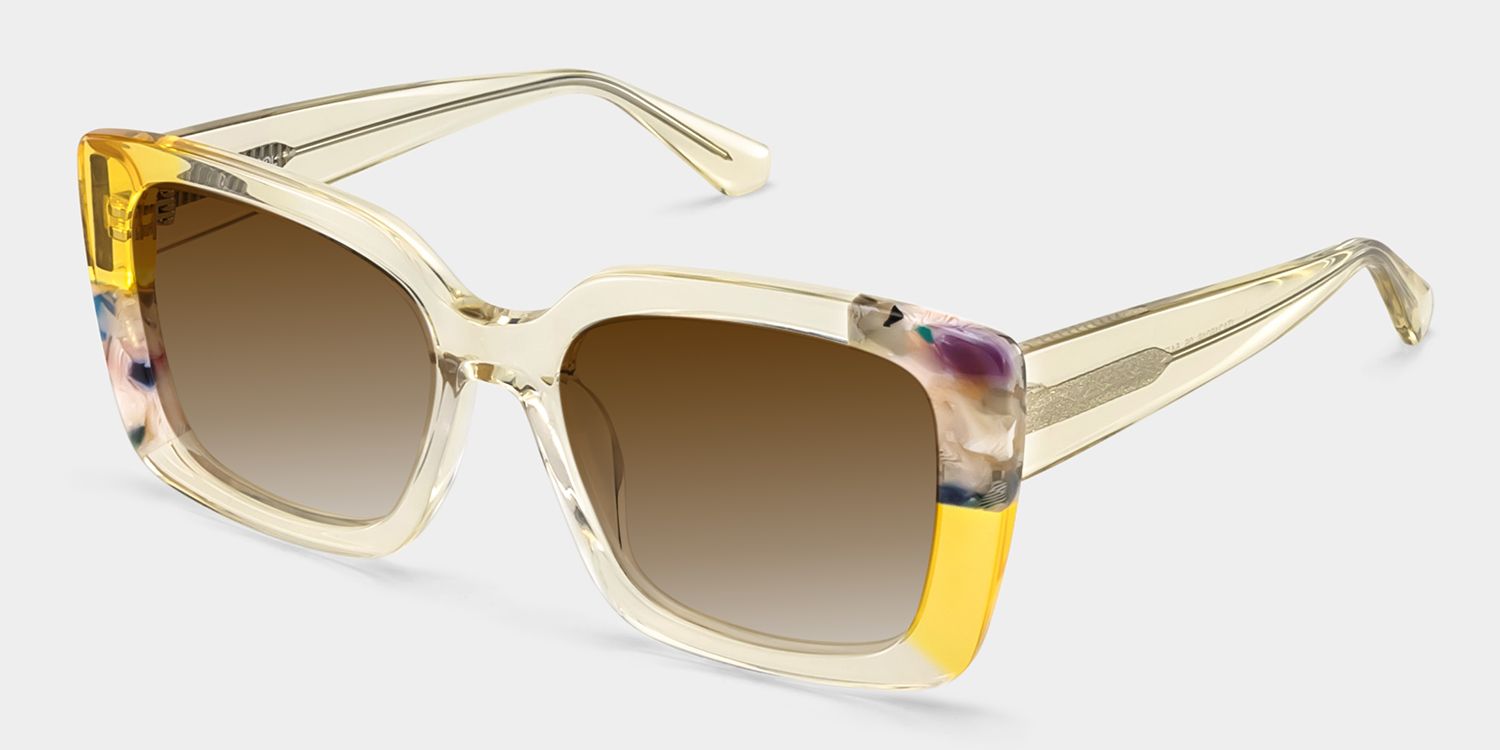 Palma Yellow Frame Sunglasses with Square Style | ZEELOOL UK2