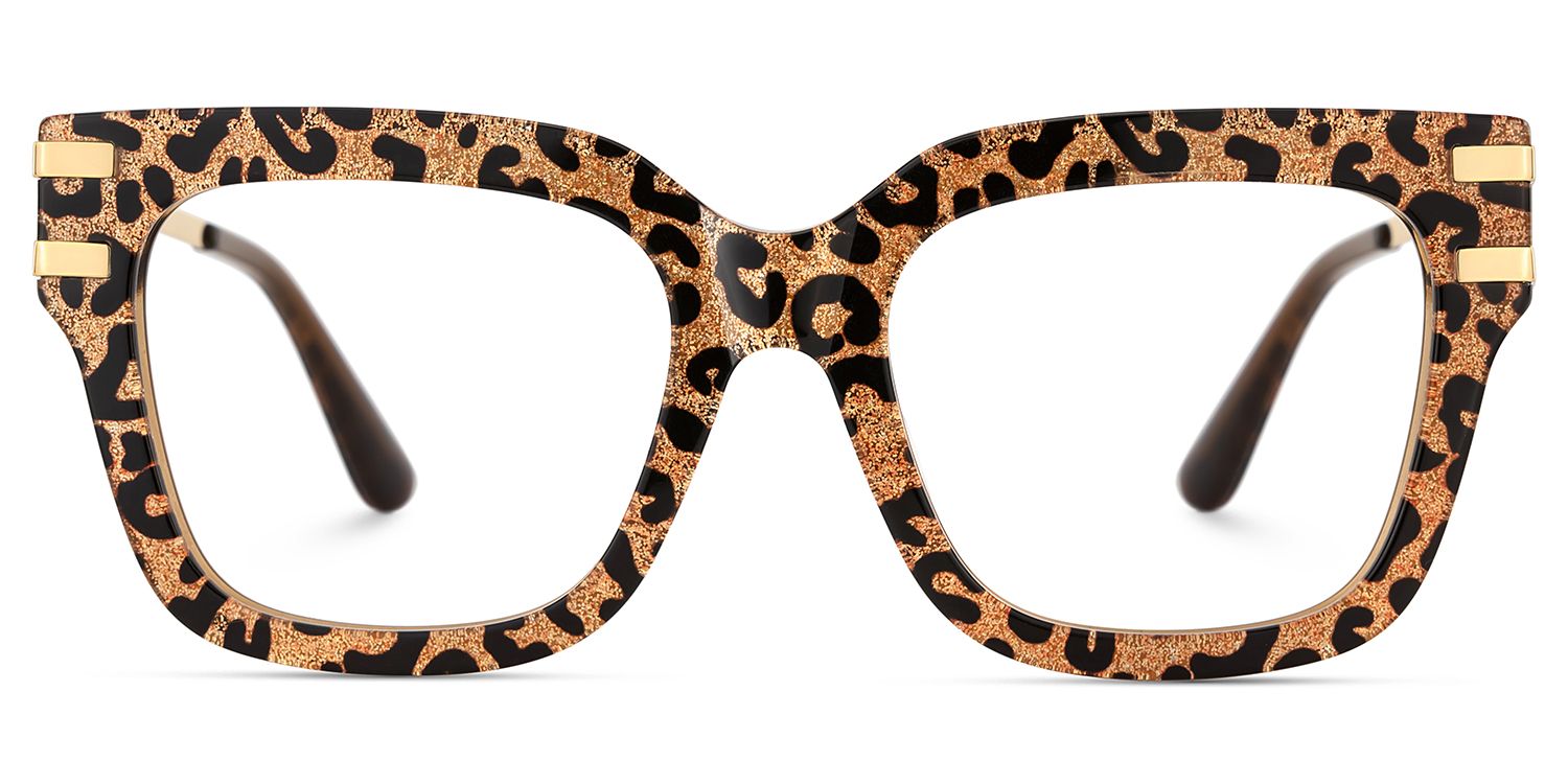 Square Cat-Eye Glasses With Brown Leopard Pattern2