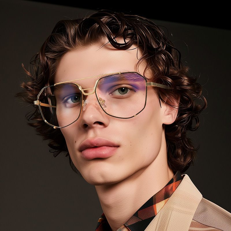 Beethoven Black-Gold Aviator Prescription Glasses | ZEELOOL UK4