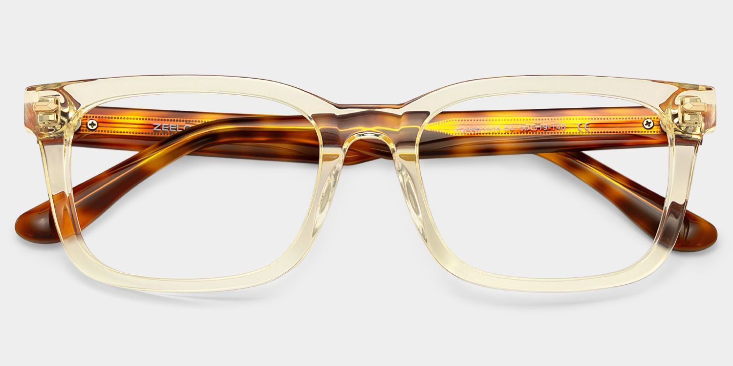 Patrick Clear Yellow Rectangle Glasses Frames for Men | ZEELOOL1