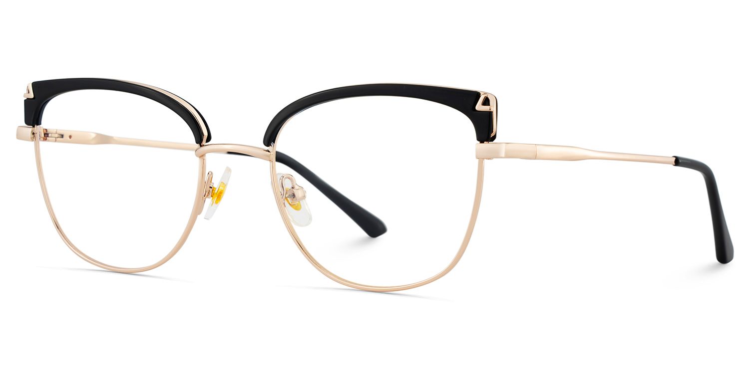 Beau Eyeglasses in Cat eye Black Gold Frame | ZEELOOL UK3