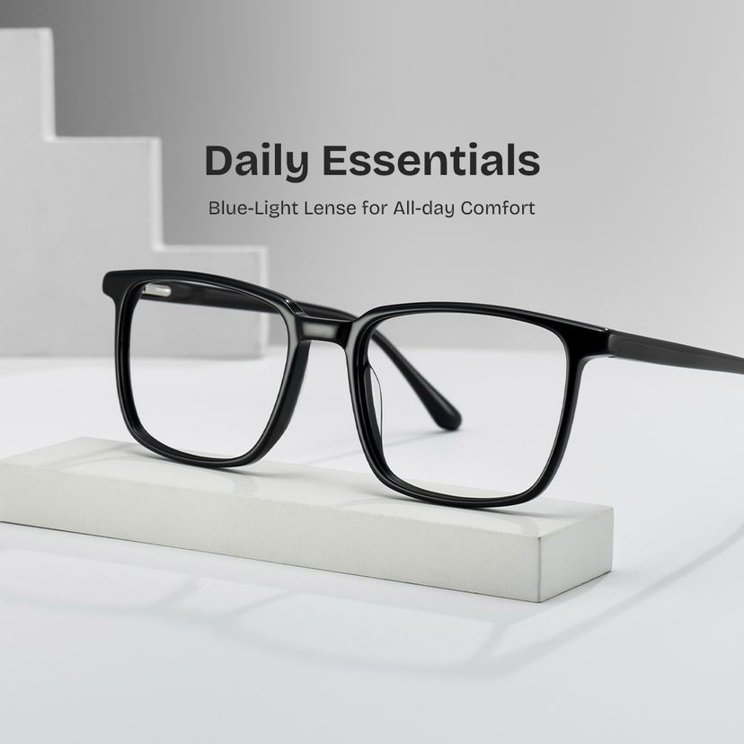 Aidan Rectangle Black Glasses