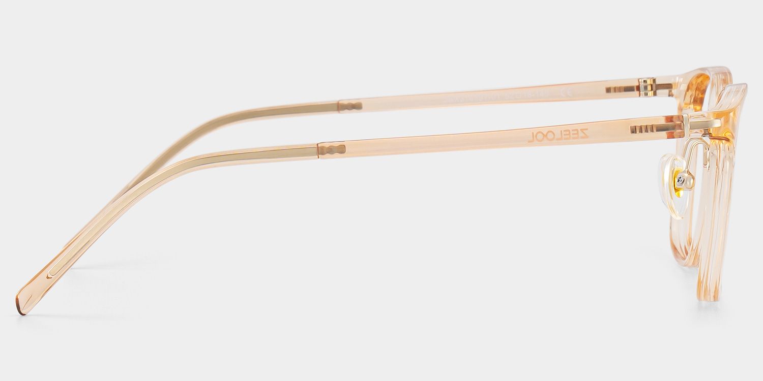Lily Rectangular Round Glasses in Light Yellow Frame | ZEELOOL UK4
