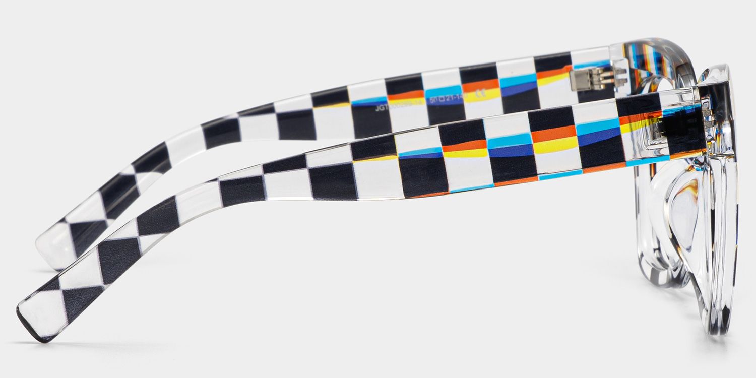 Geek Chic Malcolm Checkered Square Frame Glasses3