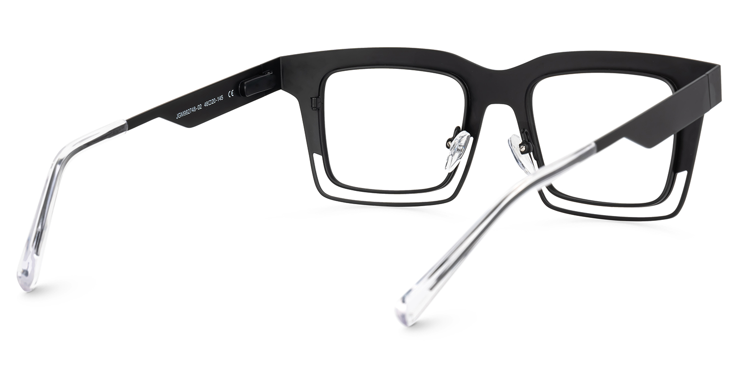 Evan Rectangle Black Frame Eyeglasses for Males | ZEELOOL UK3