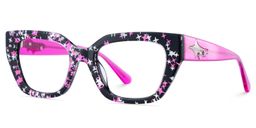 Flare Rectangle Black Pink Glasses3
