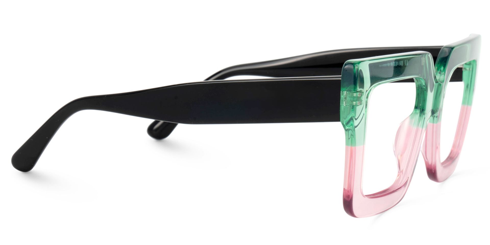 Brandon Square Green-Pink Oversized Frame Glasses2
